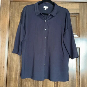 J.Jill Button Down linen shirt, ¾ length wide sleeve. large. EUC.